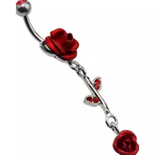 Rose CZ Dangle Belly Ring - 14 Gauge at Spencer's