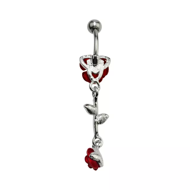 Rose CZ Dangle Belly Ring - 14 Gauge at Spencer's