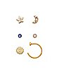 Multi-Pack Moon and Star Nose Rings 6 Pack - 20 Gauge
