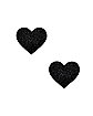 Black Glitter Heart Nipple Pasties - 6 Pack