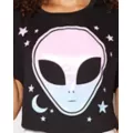 Stars and Moon Alien Crop T-Shirt at Spencer's
