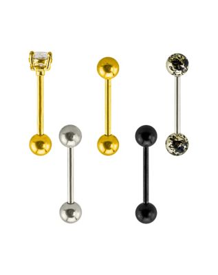 CZ and Floral Barbell 5 Pack - 14 Gauge by Spencer's