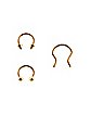 Horseshoe and Open Septum Ring 3 Pack - 16 Gauge