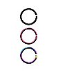 Anodized Nose Hoop Ring 3 Pack - 18 Gauge
