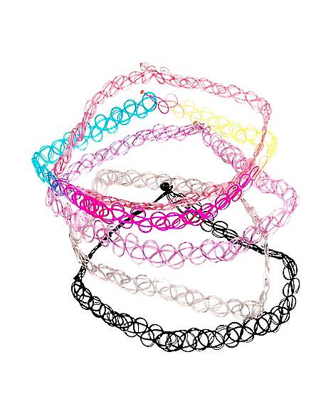 Multi-Pack Tattoo Choker Necklaces - 5 Pack - Spencer's