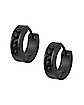 Black On Black CZ Huggie Hoop Earrings - 18 Gauge