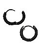 Black On Black CZ Huggie Hoop Earrings - 18 Gauge