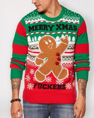 Light-Up Merry Xmas Fuckers Ugly Christmas Sweater - Spencer's