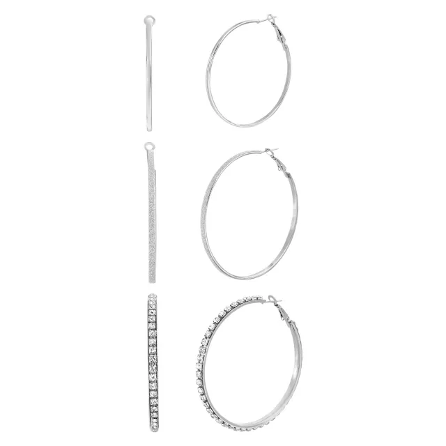 Glitter Hoop Earrings - 3 Pair at Spencer's