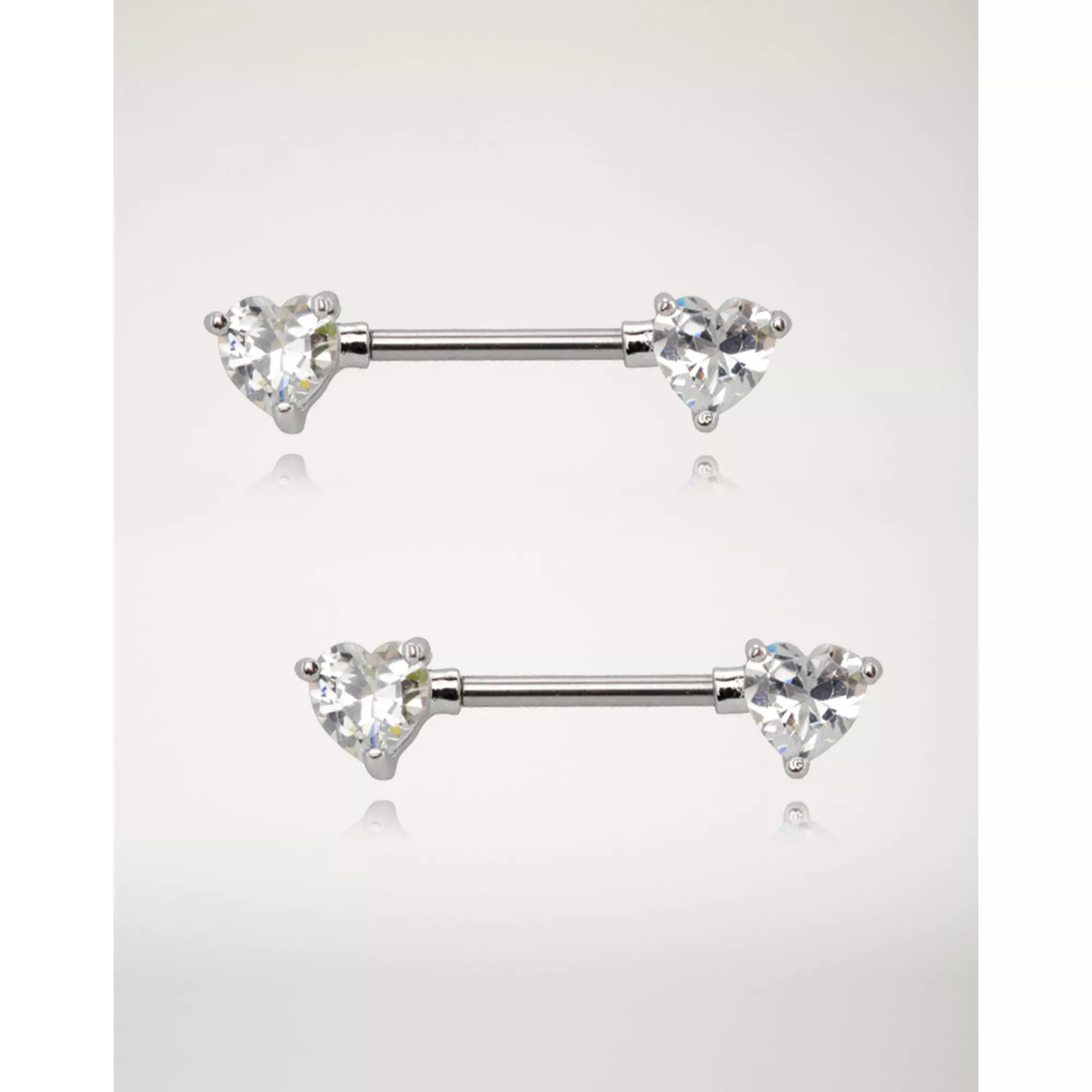 Clear CZ Heart Nipple Barbells at Spencer's