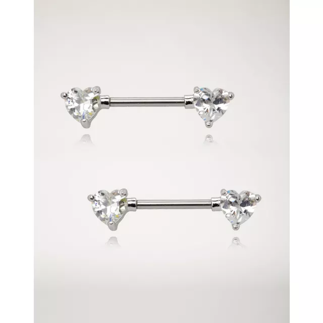 Clear CZ Heart Nipple Barbells at Spencer's
