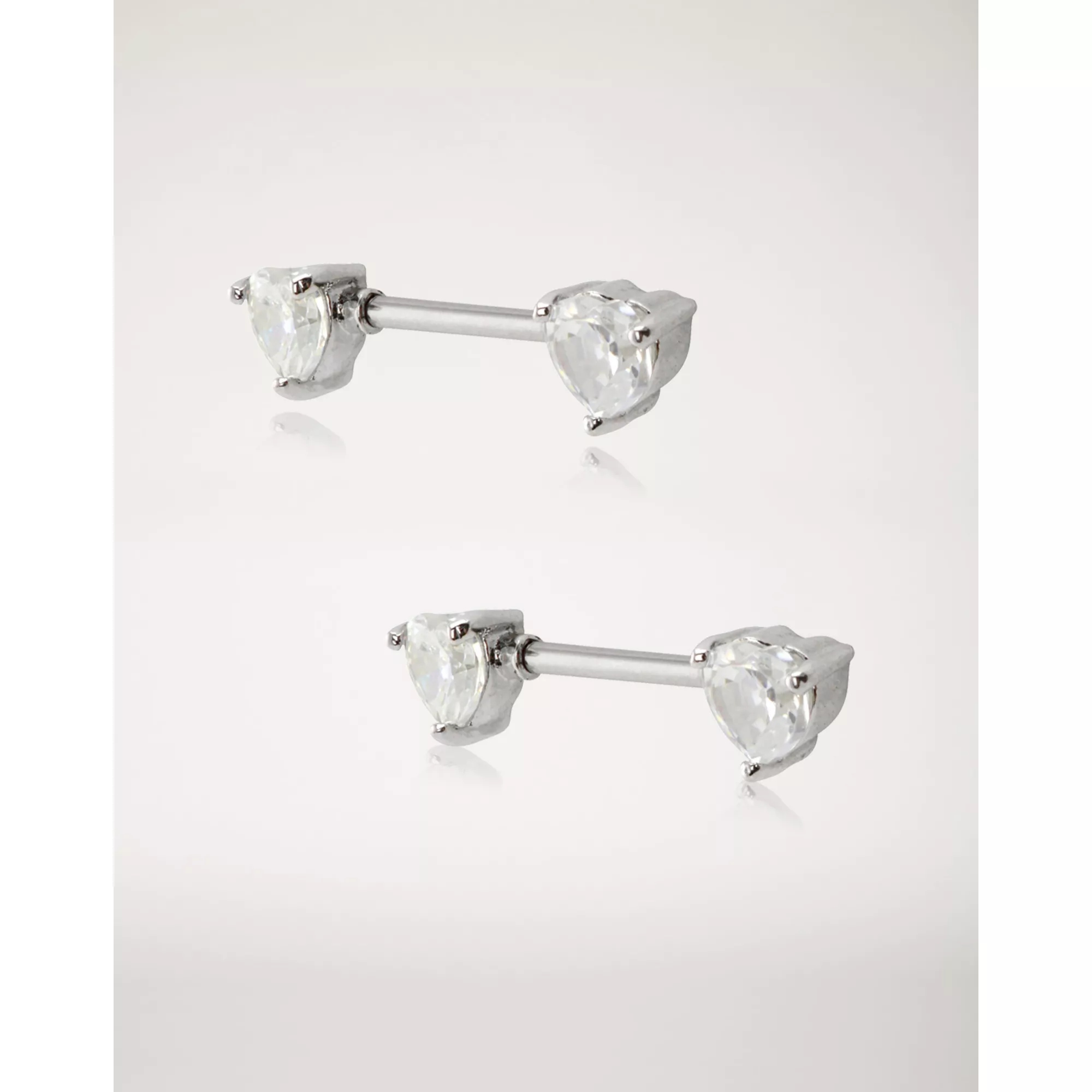 Clear CZ Heart Nipple Barbells at Spencer's