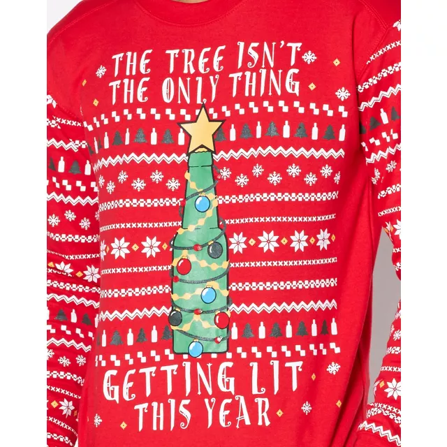 Light-Up Getting Lit Tree Ugly Christmas Sweater at Spirit Halloween