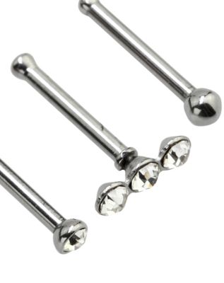 Multi-Pack CZ Stud Nose Rings 3 Pack - 18 Gauge