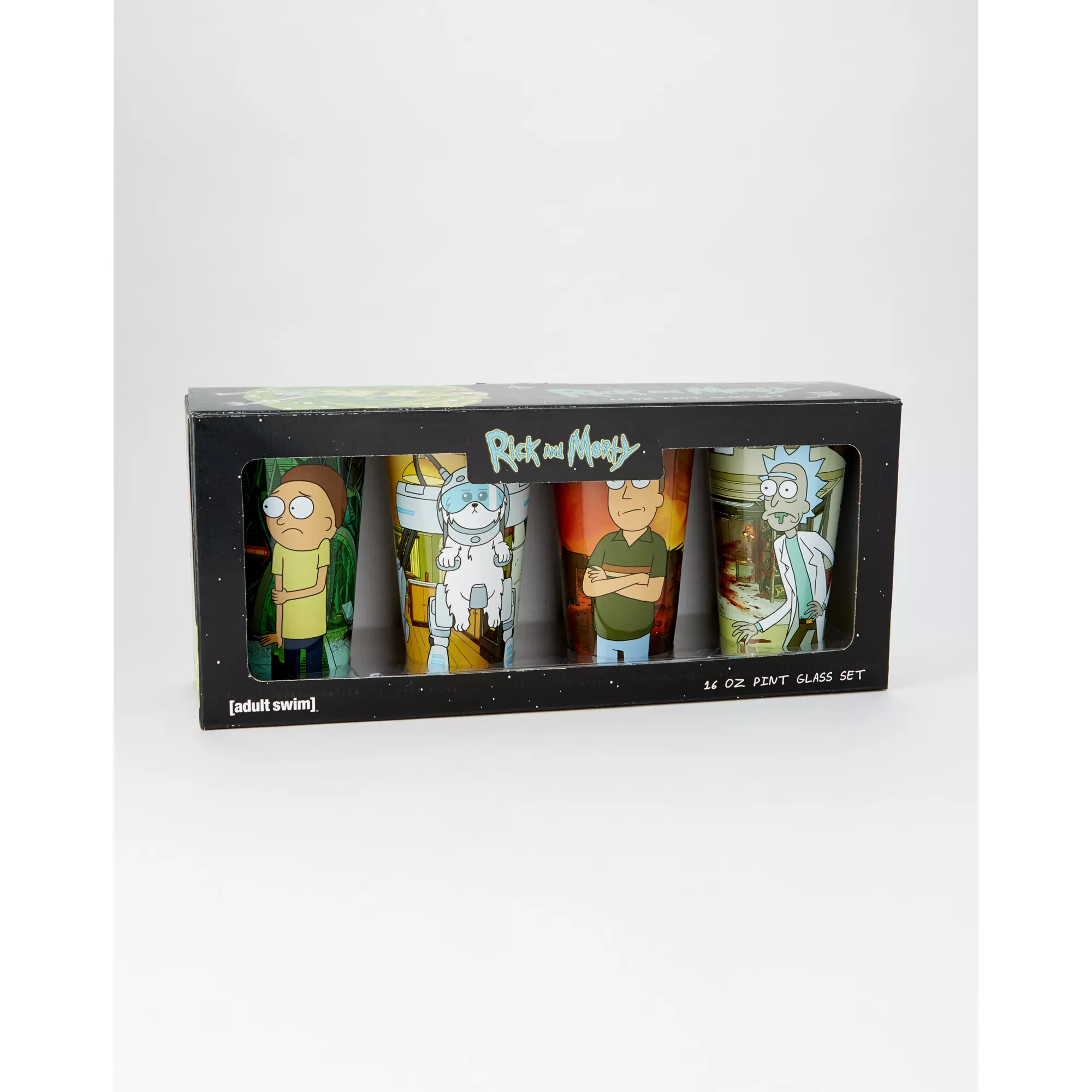Rick and Morty Pint Glasses 16 oz. - 4 Pack at Spencer's