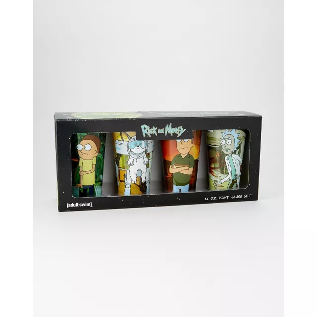 Rick and Morty Pint Glasses 16 oz. - 4 Pack at Spencer's