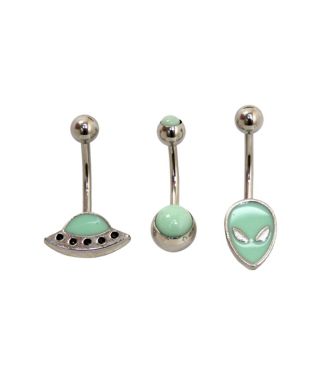 Outer Space Alien Belly Rings 3 Pack - 14 Gauge