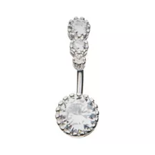CZ Silver-Tone Belly Ring - 14 Gauge at Spencer's