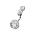 CZ Silver-Tone Belly Ring - 14 Gauge at Spencer's