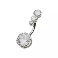 CZ Silver-Tone Belly Ring - 14 Gauge at Spencer's