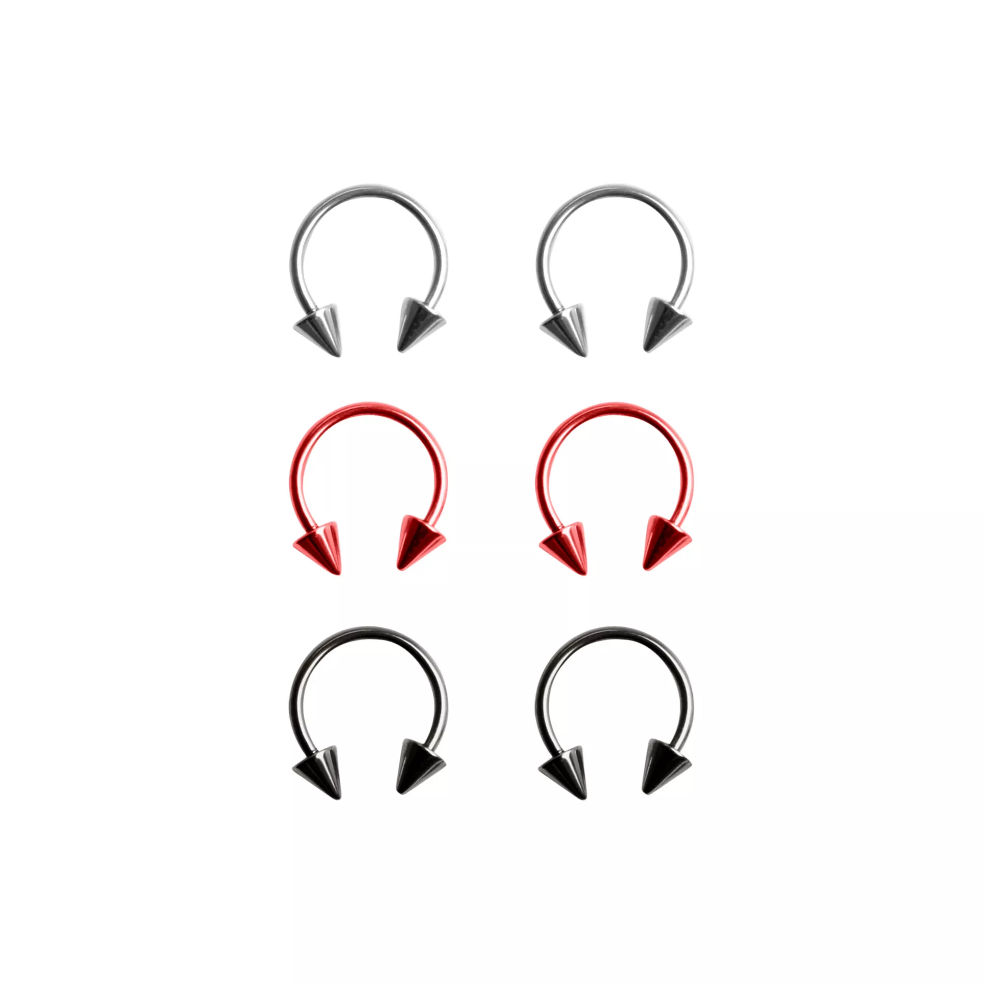 Multi-Pack Spike Horseshoe Rings 3 Pair - 16 Gauge at Spencer's