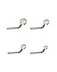 Multi-Pack CZ L-Bend Nose Rings - 4 Pack