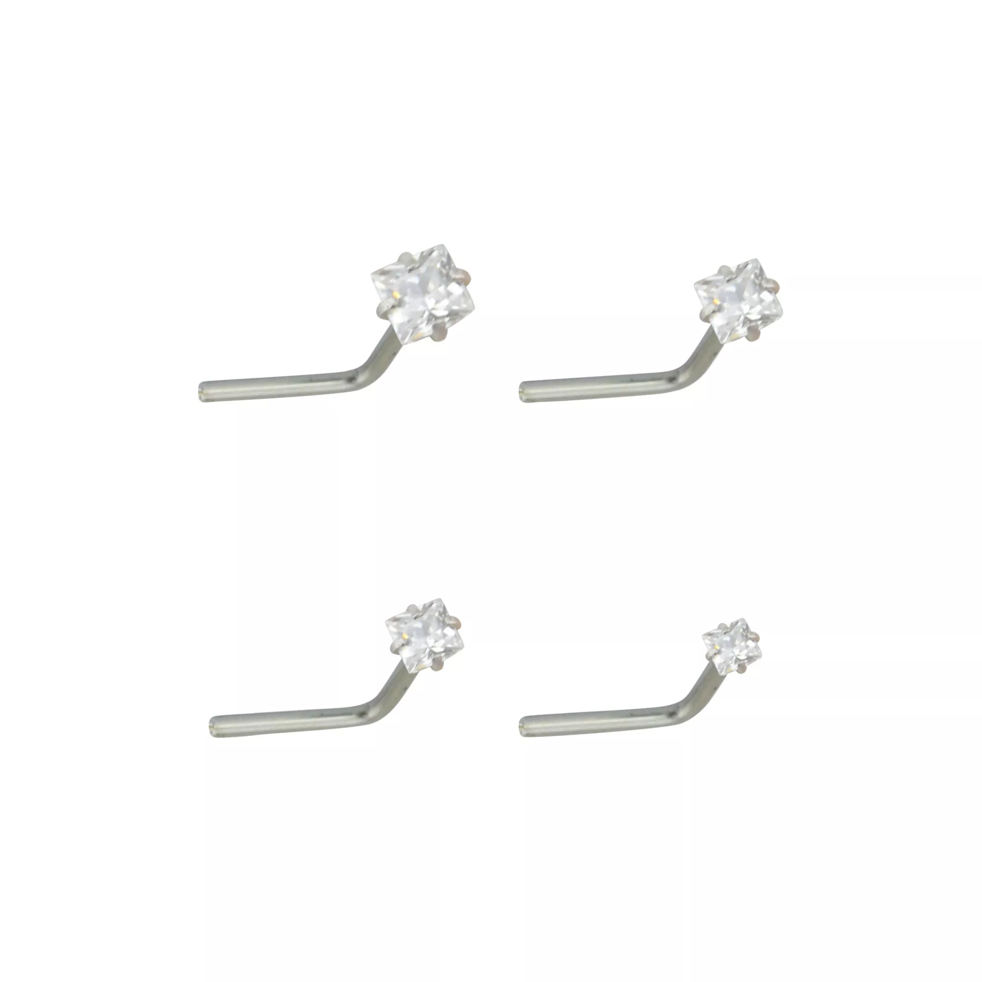 Multi-Pack CZ L-Bend Nose Rings - 4 Pack at Spencer's