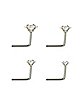 Multi-Pack CZ L-Bend Nose Rings - 4 Pack