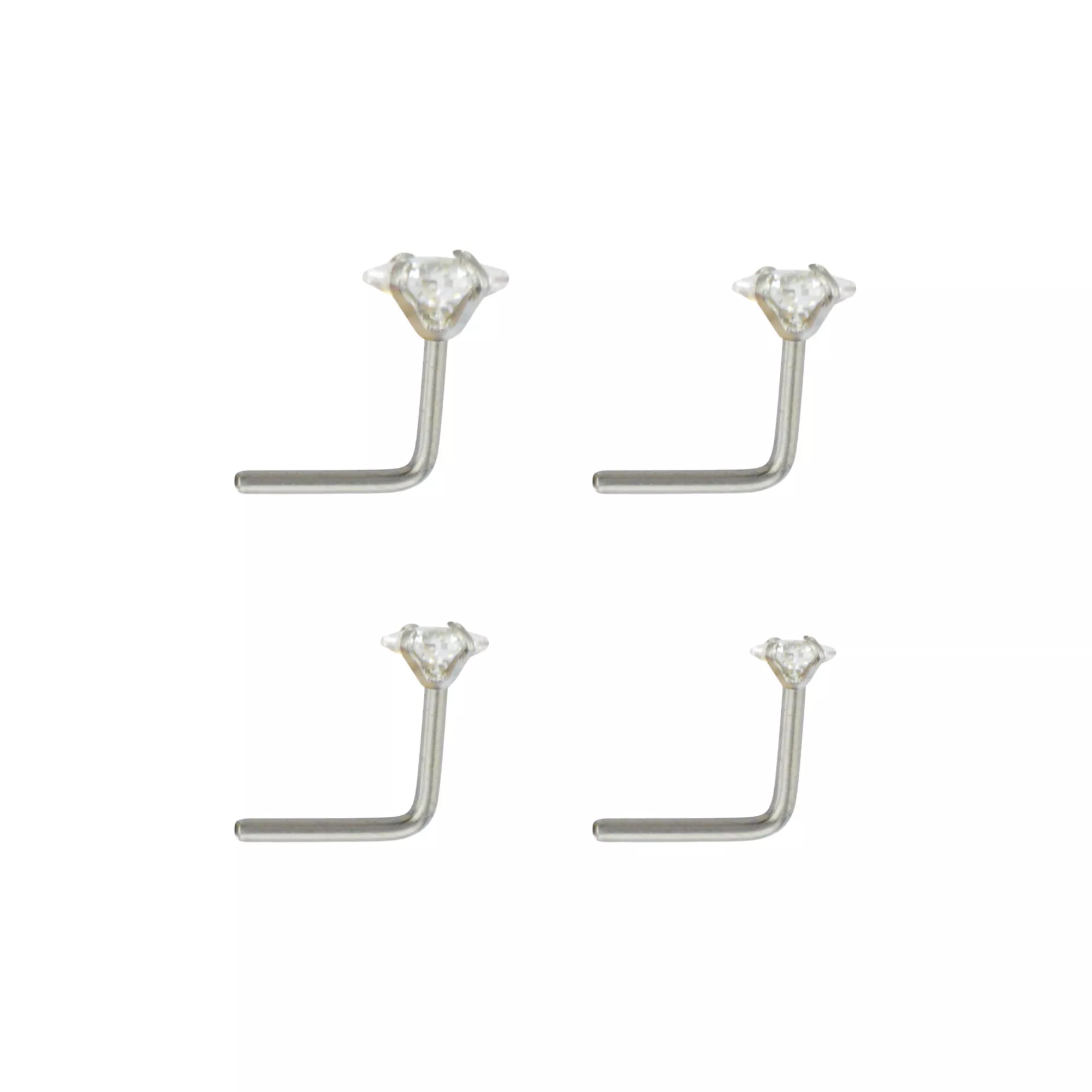 Multi-Pack CZ L-Bend Nose Rings - 4 Pack at Spencer's
