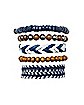 Brown and Blue Braided Bracelet - 5 Pack