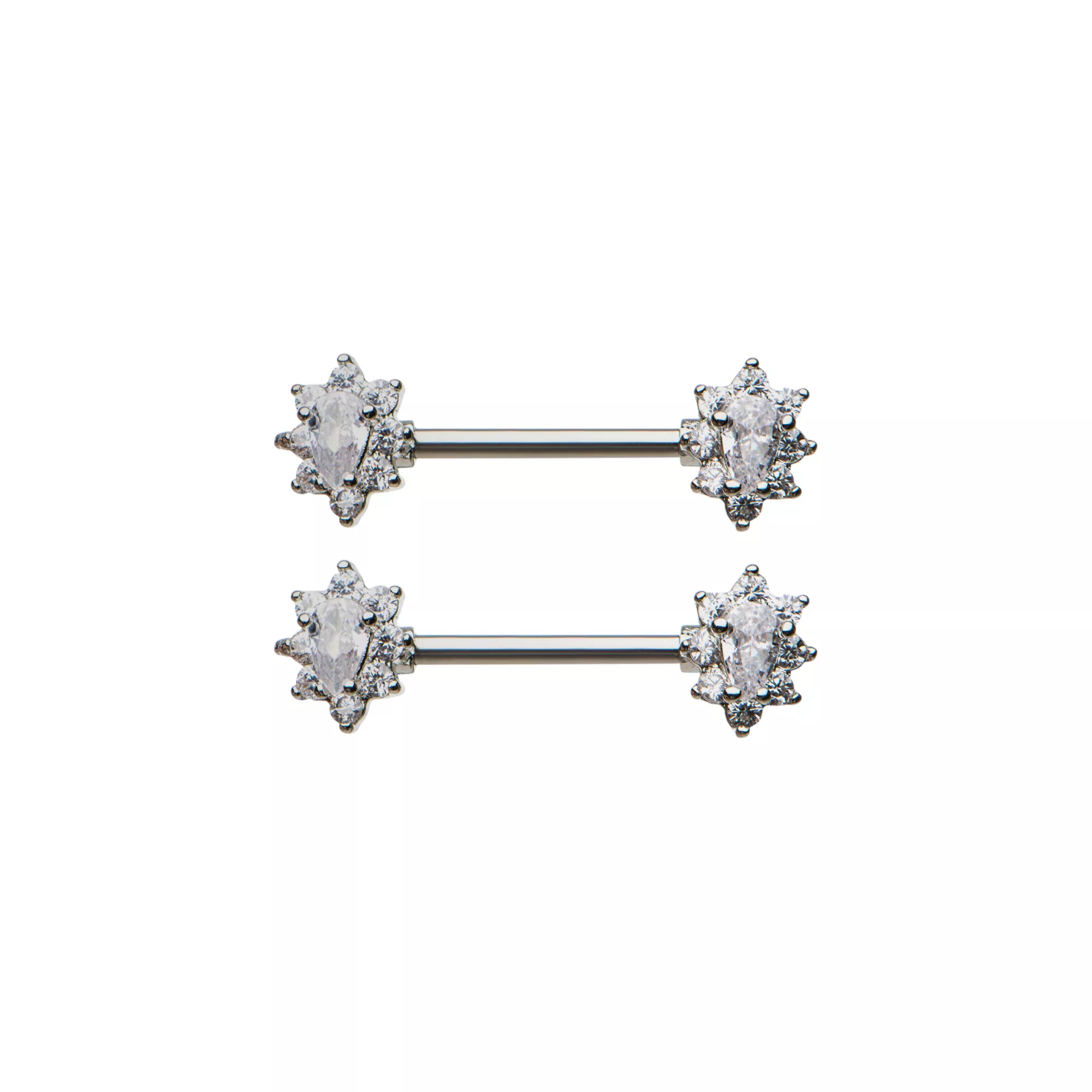 Clear CZ Flower Silver-Tone Nipple Barbells - 14 Gauge at Spencer's