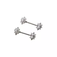 Flower CZ Nipple Barbells - 14 Gauge at Spencer's