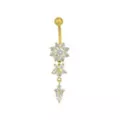 Goldtone CZ Flower Dangle Belly Ring - 14 Gauge at Spencer's