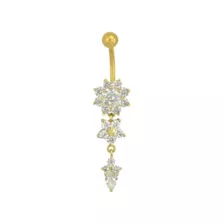 Goldtone CZ Flower Dangle Belly Ring - 14 Gauge at Spencer's