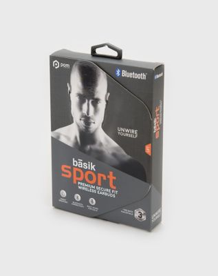 Black Basik Sport Bluetooth Wireless Earbuds POM Gear