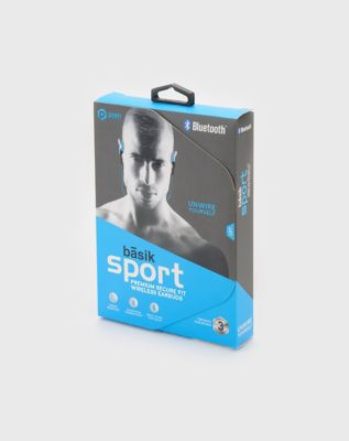 Blue Basik Sport Bluetooth Wireless Earbuds POM Gear