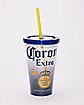Corona Cup with Straw and Ice Cubes - 16 oz.