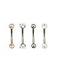 Multi-Pack Pearl-Effect and CZ Curved Barbells 4 Pack - 16 Gauge