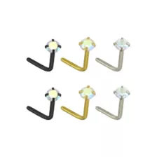 Multi-Pack Gem L-Bend Nose Rings - 6 Pack at Spencer's