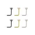 Multi-Pack Gem L-Bend Nose Rings - 6 Pack at Spencer's