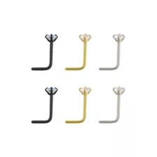 Multi-Pack Gem L-Bend Nose Rings - 6 Pack at Spencer's