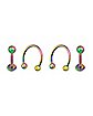 Multi-Pack Rainbow Plated Horseshoe and Labret Lip Rings 4 Pack - 16 Gauge