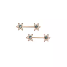 Opal-Effect Flower Nipple Rings - 14 Gauge at Spencer's