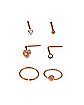 Multi-Pack Rosegold Plated Nose Rings 6 Pack - 20 Gauge