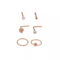 Multi-Pack Rosegold Plated Nose Rings 6 Pack - 20 Gauge at Spencer's