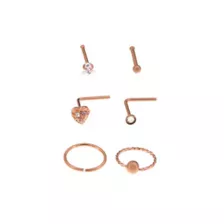 Multi-Pack Rosegold Plated Nose Rings 6 Pack - 20 Gauge at Spencer's
