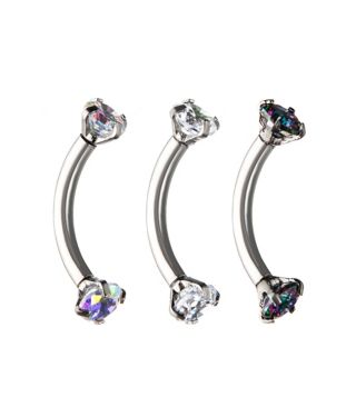 Multi-Pack CZ Curved Barbells 3 Pack - 16 Gauge
