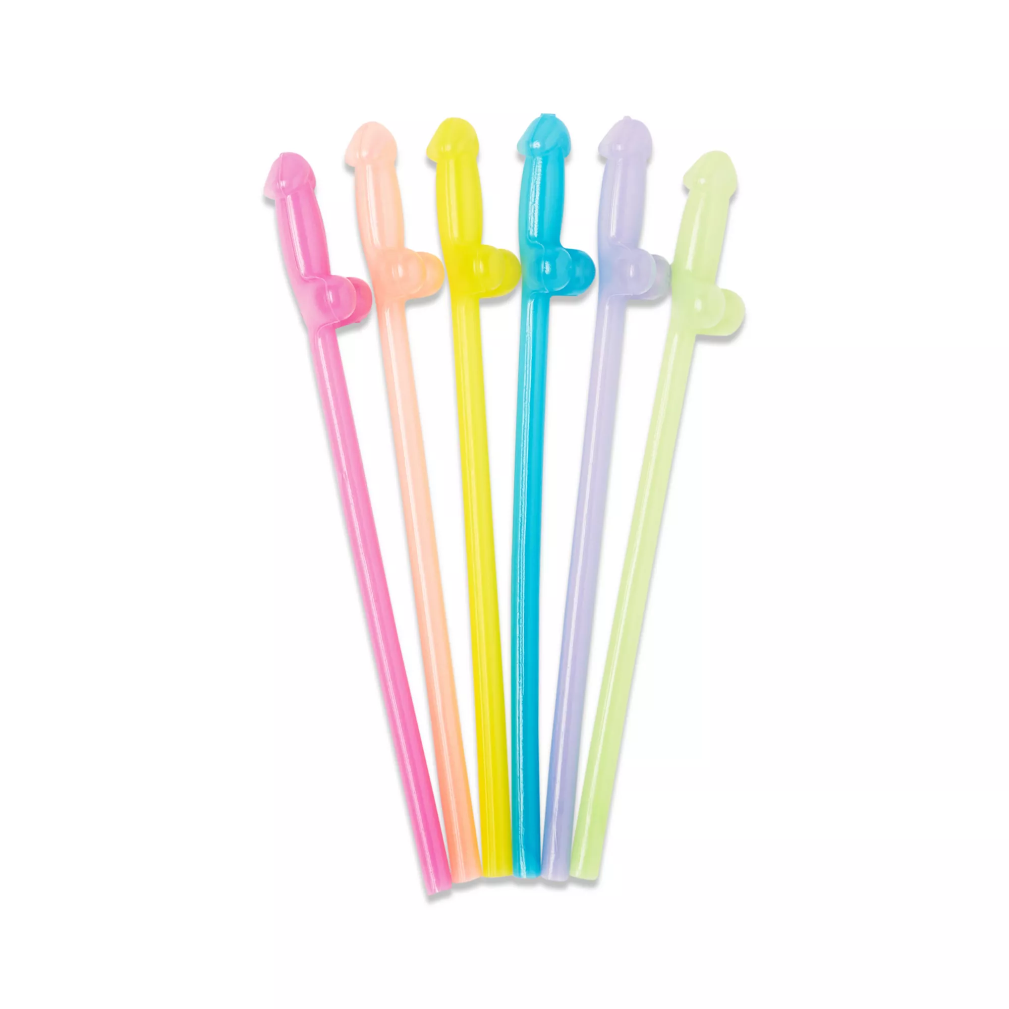 Glow In The Dark Rainbow Penis Straws - 6 Pack at Spencer's