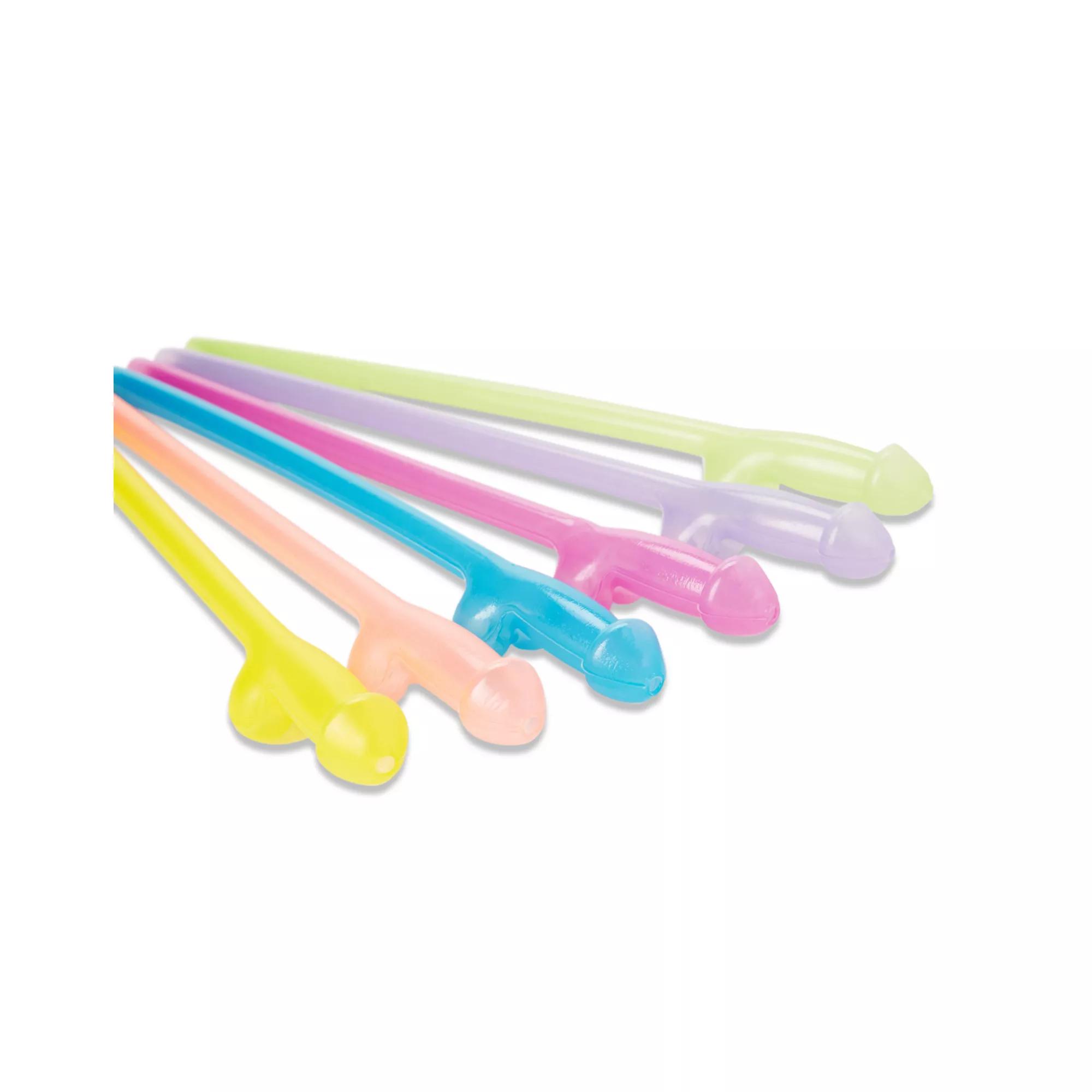 Glow In The Dark Rainbow Penis Straws - 6 Pack at Spencer's
