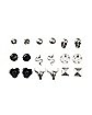 Multi-Pack Skull Pentagram Stud Earrings - 9 Pair